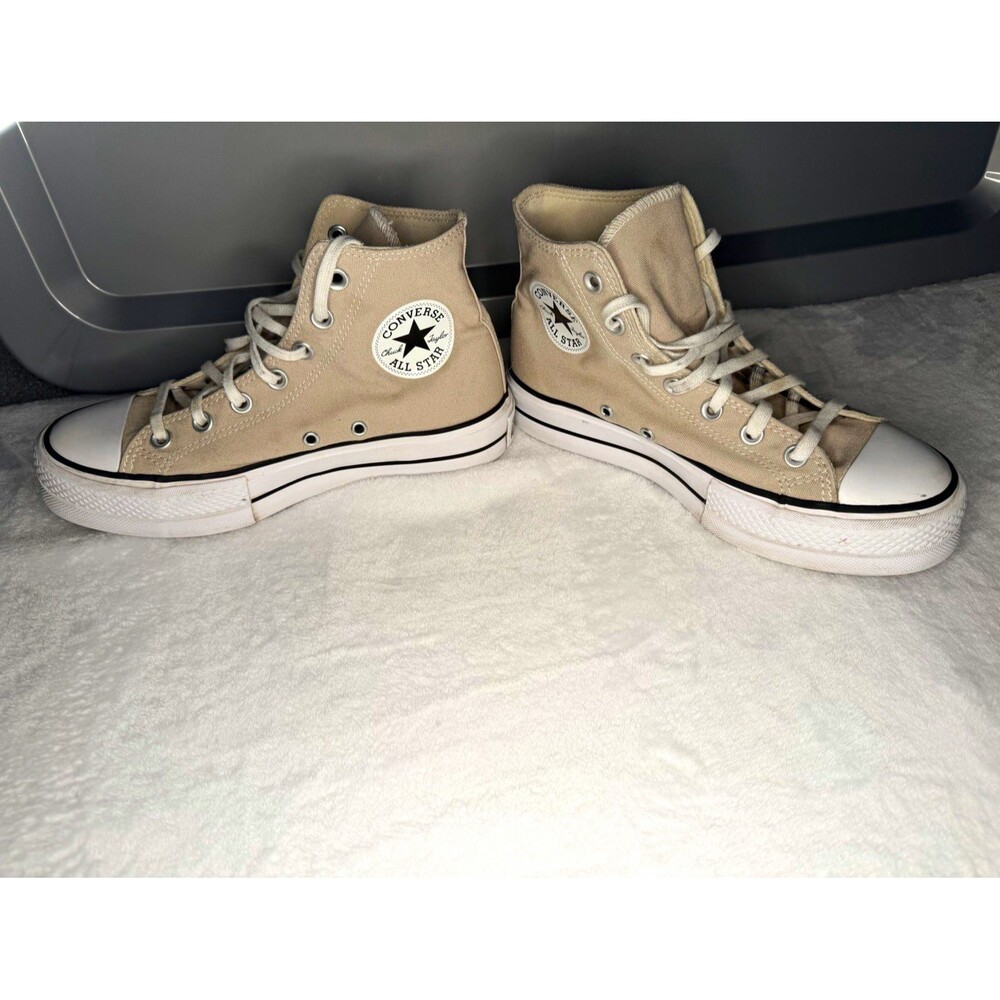 Converse Chuck Taylor All Star High Top Beige Canvas Lace-Up Sneakers